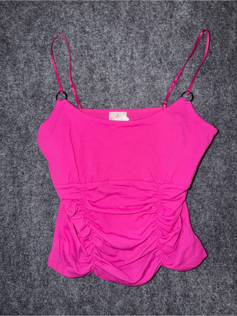 Y2K Women’s Ruched Spaghetti Strap Top - Hot Pink baddiecore